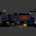 Colorful Vintage Style Toy Trains Red Green Blue Locomotives With Black Chimneys