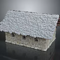 Detailed Miniature Stone House Model Featuring Tile Roof And Small Windows