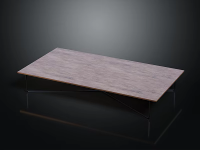 Modern Wooden Stone Coffee Table Design With Metal Legs And Smooth Glossy Surface 3d model