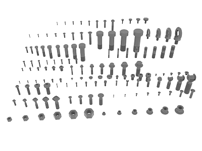 Assorted Mechanical Fasteners Including Bolts Nuts And Screws For Hardware Projects 3d model