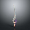 Artistic Fantasy Weapon Design With Feather Decor And Purple Pink Accents