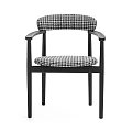 Modern Single Chair With Black Frame Armrests Checkerboard Pattern Seat And Backrest 3d model