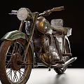 Vintage Motorcycle With Rusty Metal Body And Classic Design Details