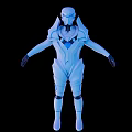 Full Body Futuristic Armored Game Movie Character In Blue White Sci Fi Costume
