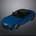 Blue Convertible Sports Car With Sleek Design Black Roof And Wheels