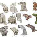Assorted Colored Textile Scarves And Blankets With Checkered And Folded Styles