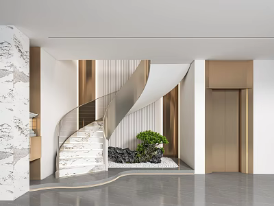 Light Luxury Modern Villa Staircase Swirl Staircase Villa Staircase 3d model