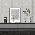 Modern TV Stand With Astronaut Figurine City Map Painting And Green Plant On Minimalist Wall