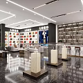 Modern Bookstore Interior With Bookshelves Filled With Books Sofas Display Pedestals And Marble Floor