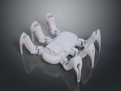 White Robotic Spider With Articulated Mechanical Legs And Futuristic Design 3d model