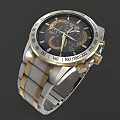 SEIKO Chronograph Watch With Black Dial Silver And Gold Stainless Steel Band