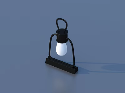 Black Table Lamp With White Bulb And Metal Stand For Daily Use 3d model