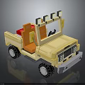 Yellow Toy Truck With Orange Seats Roof Lights And Black Wheels Design
