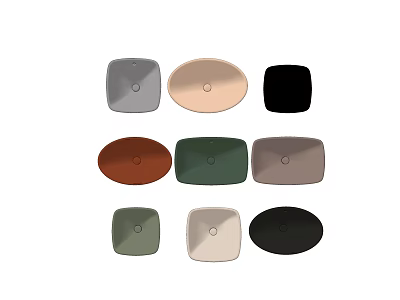Various Colored Bathroom Sinks in Square and Round Shapes for Modern Design 3d model