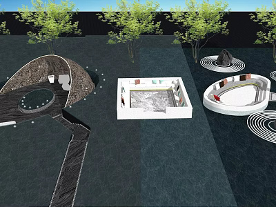 Outdoor Sofa In Modern Garden Setting With Trees And Comfortable Seating 3d model