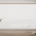 White Venetian Blinds In Bright Window With Potted Plant Floor Lamp And Wooden Floor Interior