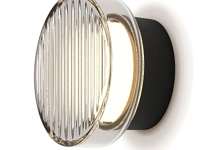 Modern Ribbed Glass Wall Light With Illuminated Design And Black Base For Home Decor 3d model