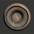 Ancient Ceramic Pot with Textured Surface and Sturdy Base on Dark Background 3d model