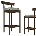 Two Modern Wooden Bar Stools With Padded Seats And Minimalist Design