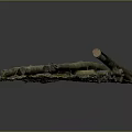 Metal And Wooden Poles Laid On Rustic Support Base