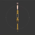 Yellow Wheeled Heavy Rifle With Wooden Components And Metallic Finish