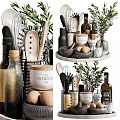 Well Organized Kitchen Utensils With Storage Jars And Decor Plants