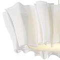 Modern White Fabric Chandelier with Ruffled Shade and Soft Illumination