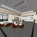 Modern Hospital Outpatient Department Lobby Featuring Medical Examination Center Reception Desk And Seating Area