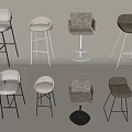 Modern Bar Chair Bar Stool Soft Bag Bar Chair High Stool Backrest Leather Bar Chair with Armrest Bar Chair without Armrest 3d model