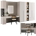 Modern Wardrobe Design With Dressing Table Mirror Chair And Storage Space 3d model
