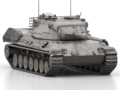 Old Military Tank With Camouflage Paint Turret Cannon Tracks And Antenna 3d model