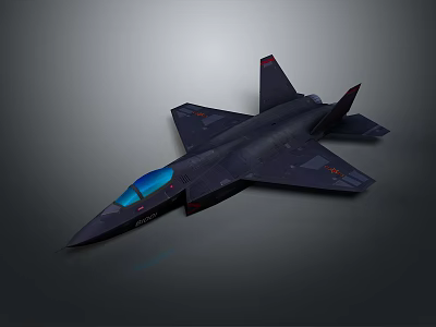 Sleek Dark Military Fighter Jet With Blue Cockpit And Aerodynamic Design 3d model