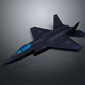 Sleek Dark Military Fighter Jet With Blue Cockpit And Aerodynamic Design