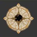 Ornate Circular Decorative Base With Blue Crystal White Marble And Golden Accents