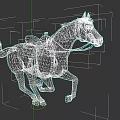 Detailed Brown Horse 3D Model With Saddle Reins Galloping In Action