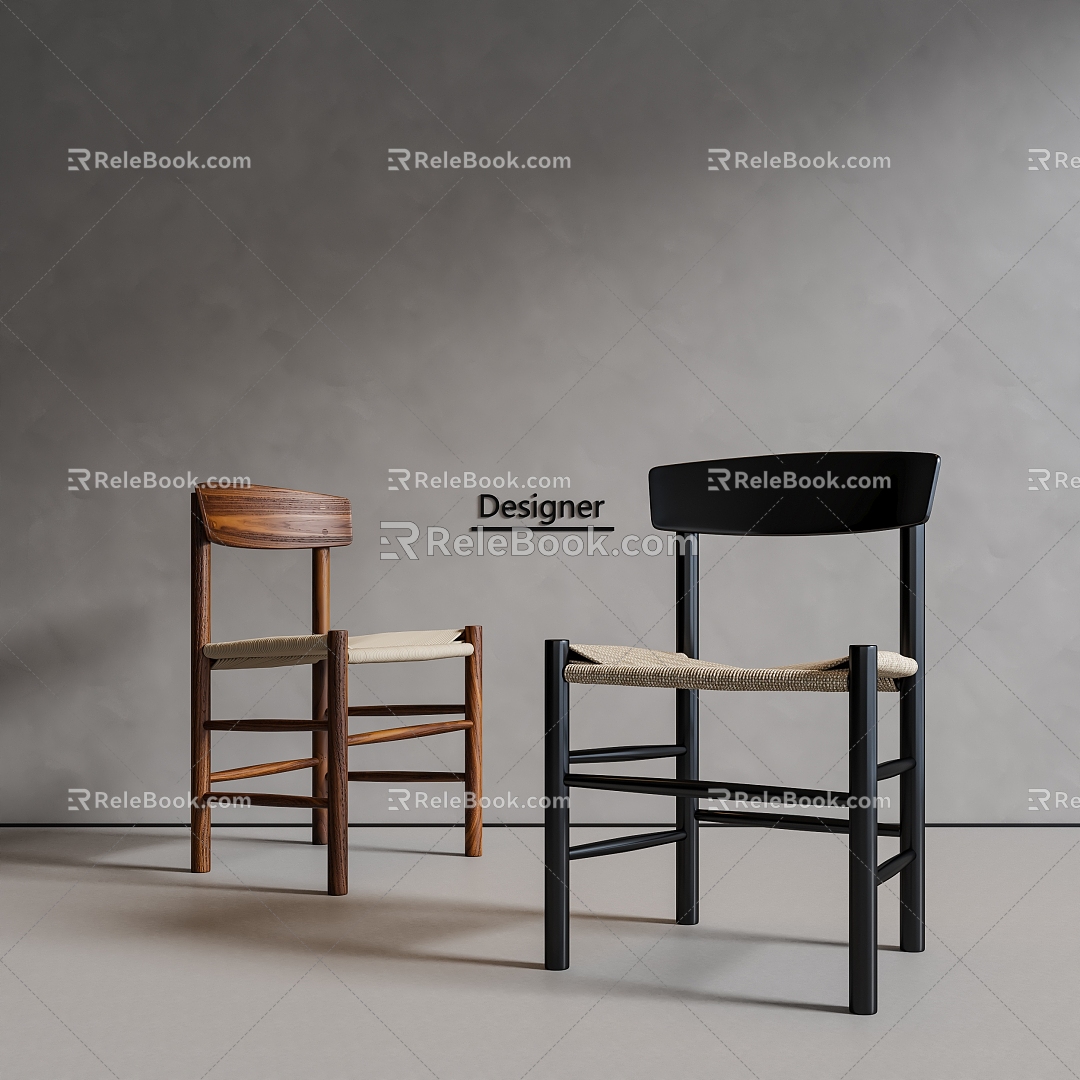 Modern single chair dining chair 3d model