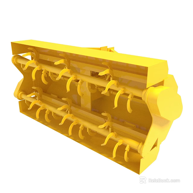 Yellow Industrial Machinery Component With Spiral Blades For Heavy Duty Use 3d model 