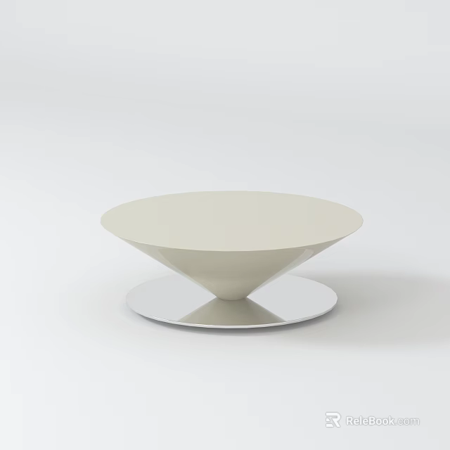 Modern Round Coffee Table With Beige Top And Sleek Silver Base Design 3d model