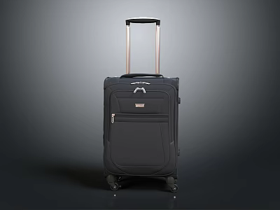 Black Suitcase with Telescopic Handle Rolling Wheels and Zipper Pocket for Travel 3d model