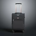 Black Suitcase with Telescopic Handle Rolling Wheels and Zipper Pocket for Travel