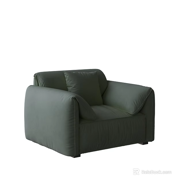 Modern Green Single Sofa With Comfortable Cushions And Upholstered Design 3d model