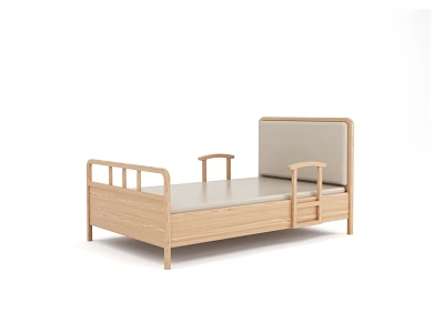 Modern Wooden Single Bed With Padded Headboard And Side Rails 3d model