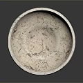 Elegant Carved Bowl Shaped Marble Sculpture with Textured Surface and Wooden Base