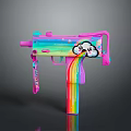 Colorful Toy Gun With Rainbow Stripes And Cute Cartoon Cloud Design