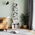 Modern Iron Multi-layer Storage Rack Floor-Standing Bookshelf Checked Bookshelf 3d model