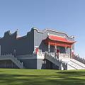 Ancient Chinese Architecture With Gray Walls Red Roof And Stone Stairs In Courtyard