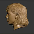 Golden Female Head Sculpture Detailed Artistic Carving With Realistic Features