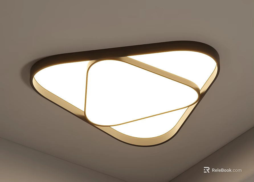 Modern Geometric Ceiling Light With Metal Frame And Bright Interior Lighting Design 3d model