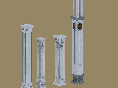 Ornate Roman Columns With Intricate Carvings And Architectural Design Elements 3d model