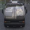 Black Motorhome With Solar Panels On Roof Blue Accents And Beige Seats Interior
